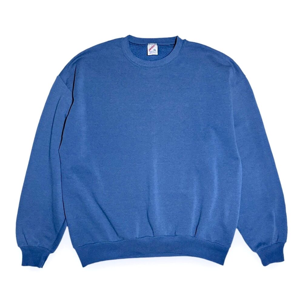 Vintage 90s Jerzees Blue Blank Crewneck Sweatshirt Mens XL Russell